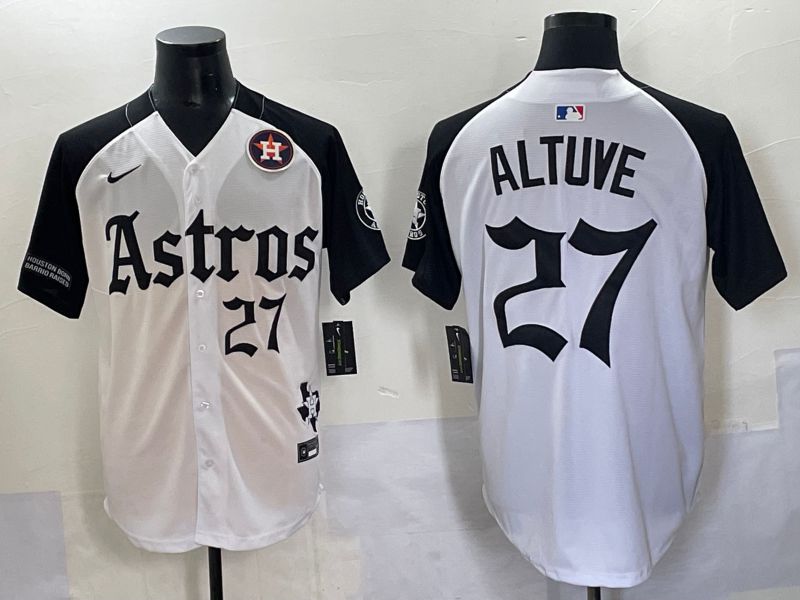 Men 2025 Houston Astros #27 Altuve White Black Five generations Joint Name Nike MLB Jersey style 8->houston astros->MLB Jersey